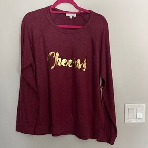 PJ Salvage Burgundy Cheers Pajama Top